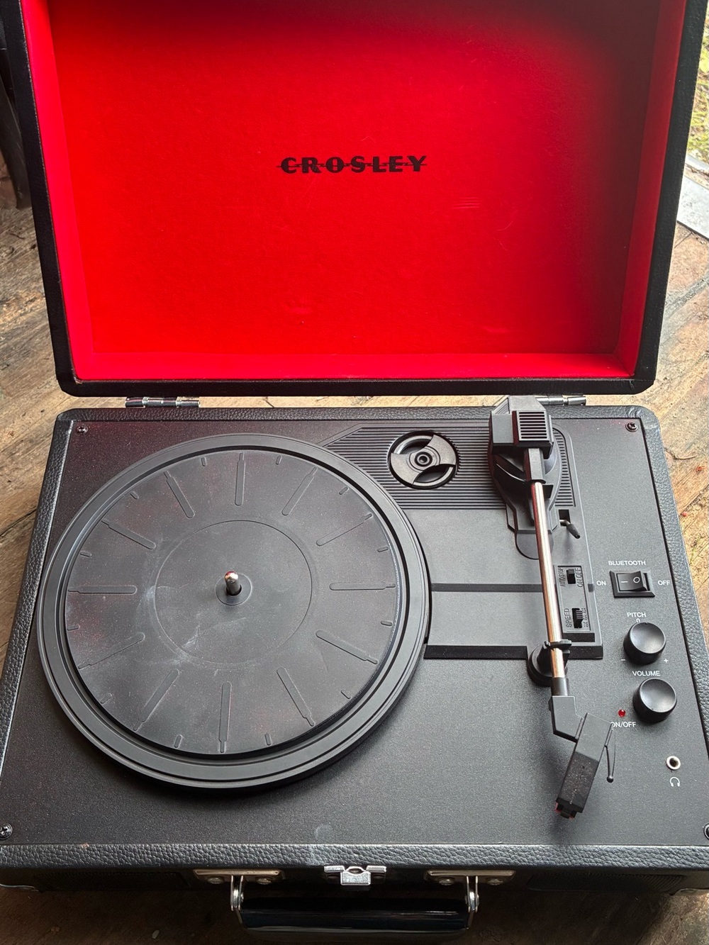 Crosley Black Turntable with Red Interior